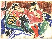 Ernst Ludwig Kirchner Two women at a couch oil painting artist
